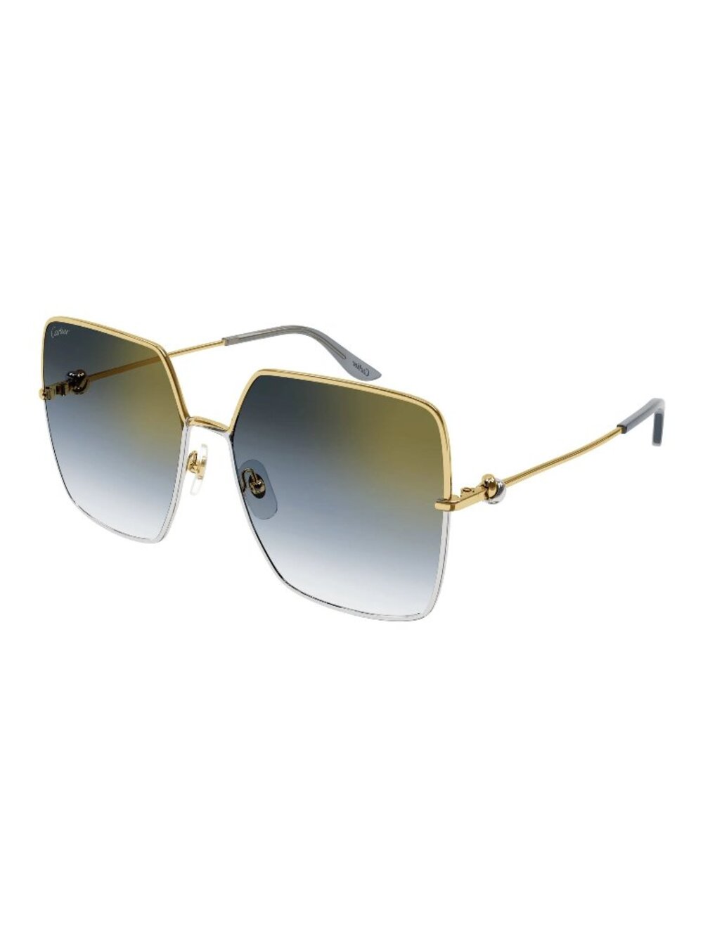 NWT Cartier CT0361S 001 Square Gold Blue Sunglasses Authentic